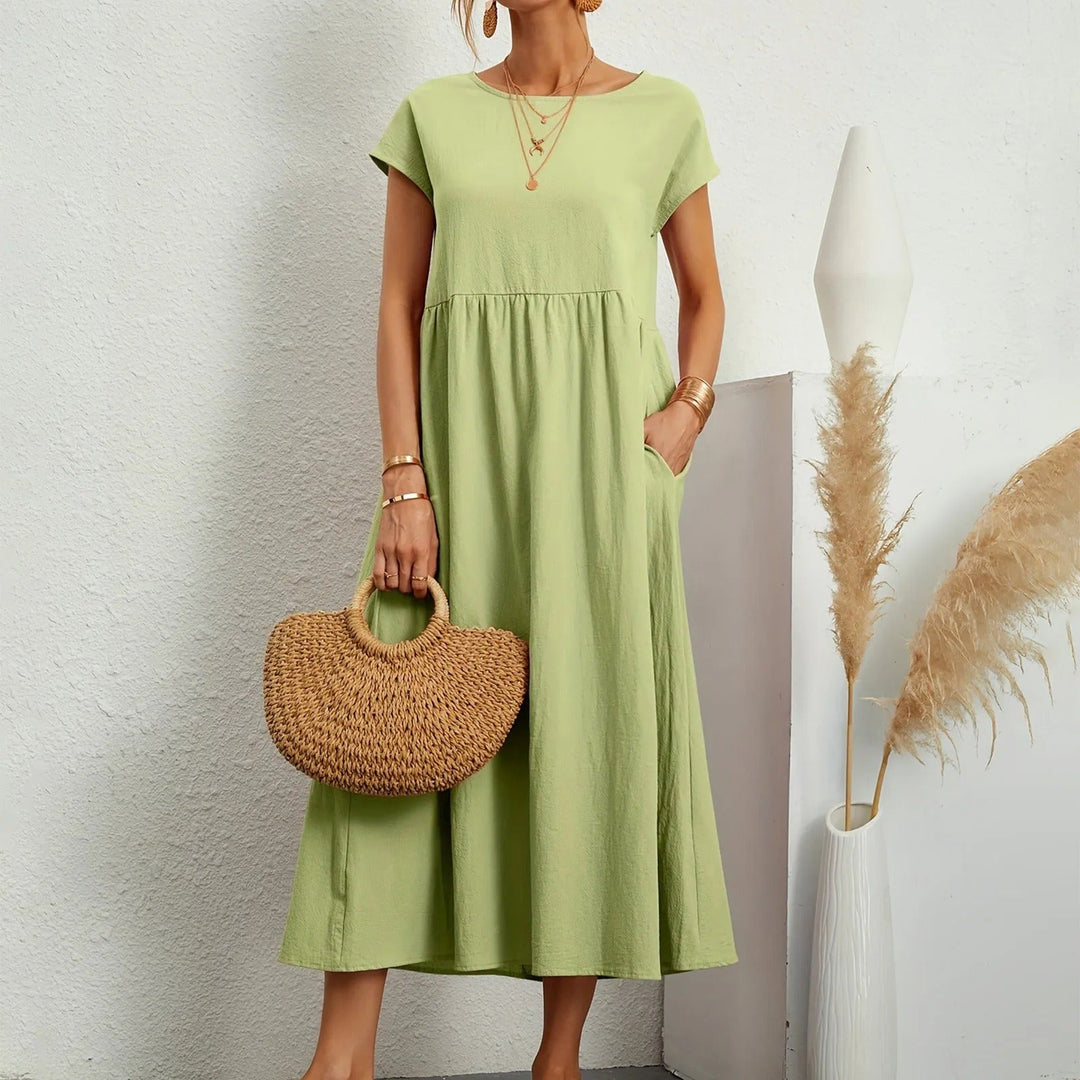 Modern women's elegant maxi dress, a chic and comfortable addition to summer and evening fashion.
