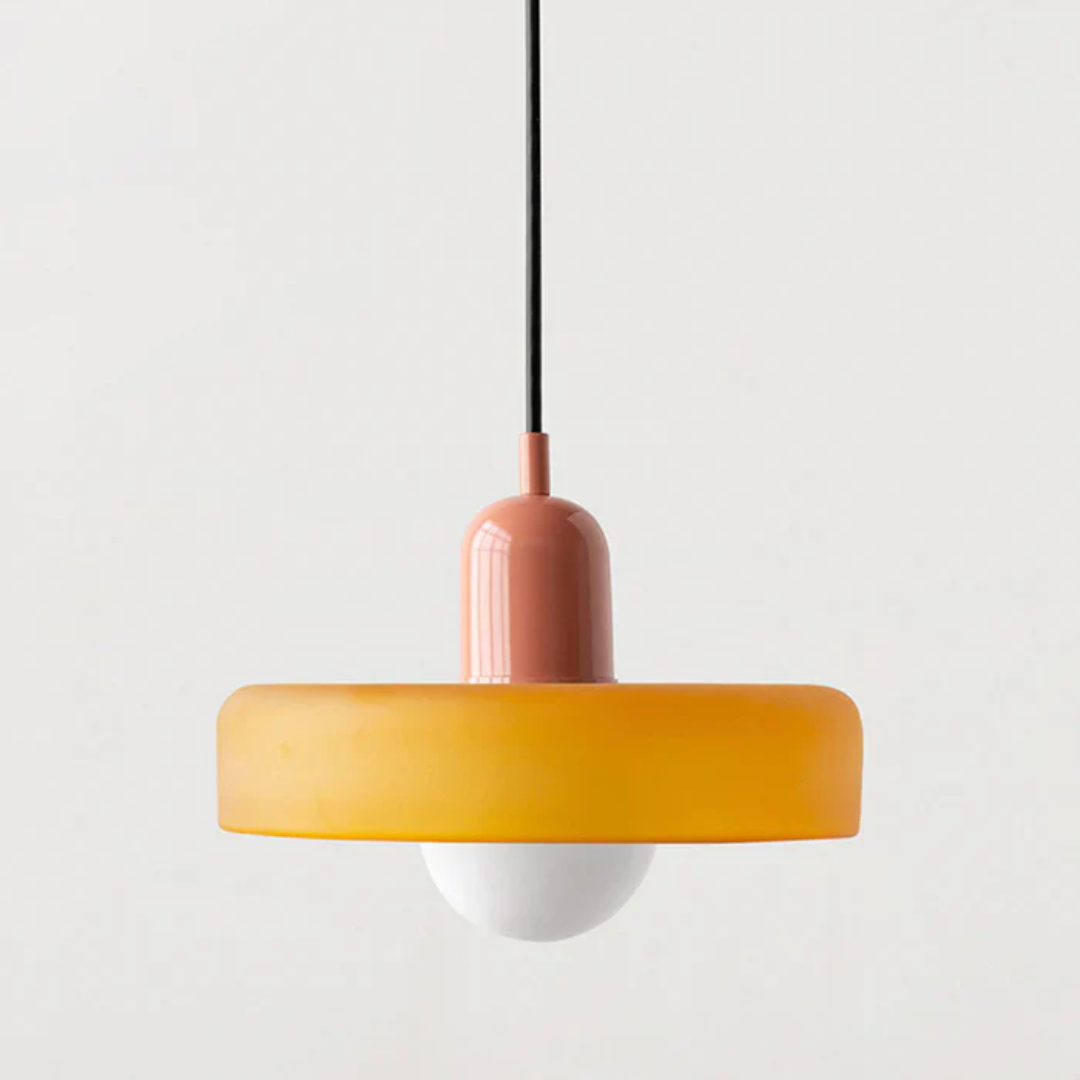 Adjustable LED pendant light, modern glass globe design for sleek ceiling illumination.