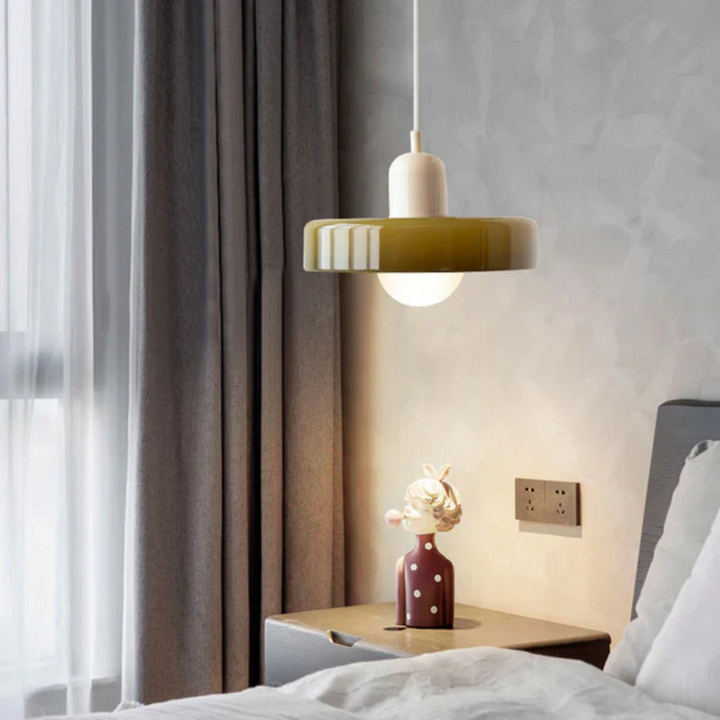 GloboLuxe LED glass globe pendant light, ideal for modern dining room or bedroom.