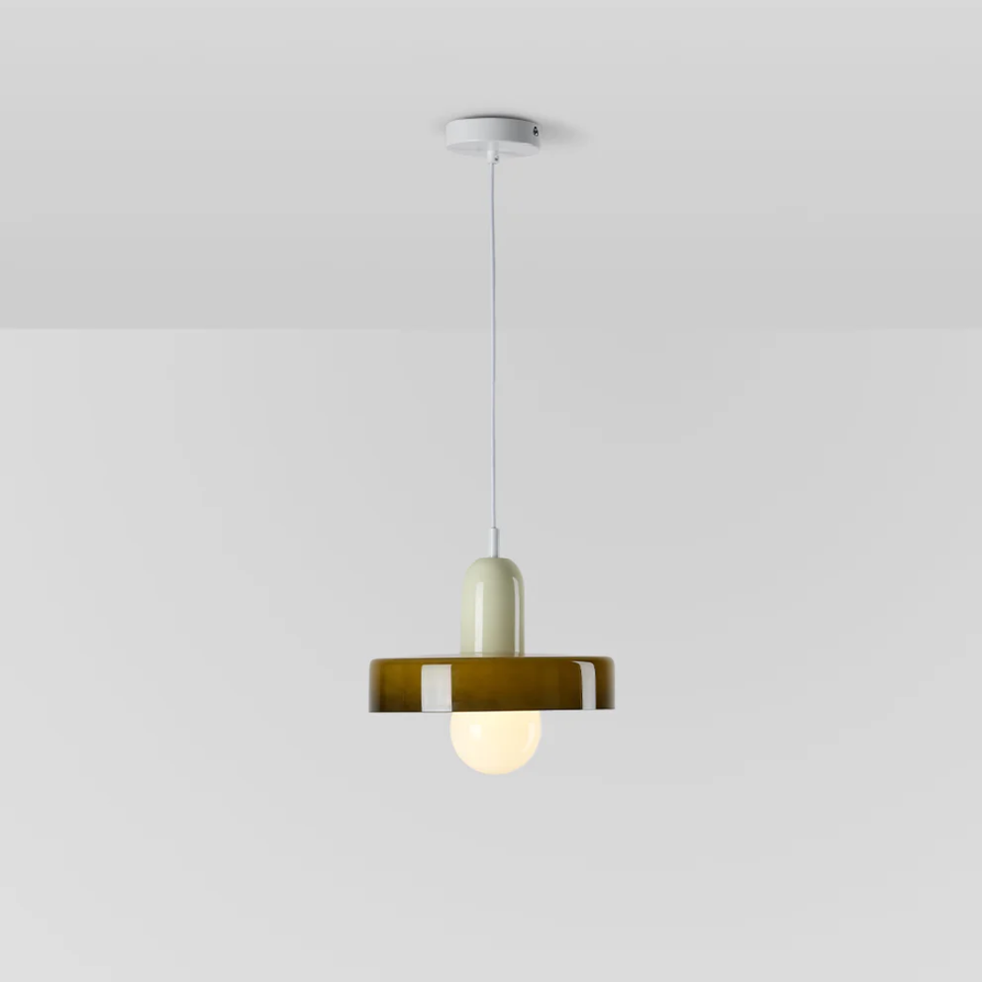 Contemporary glass globe LED lamp, perfect as a modern ceiling light in living areas.