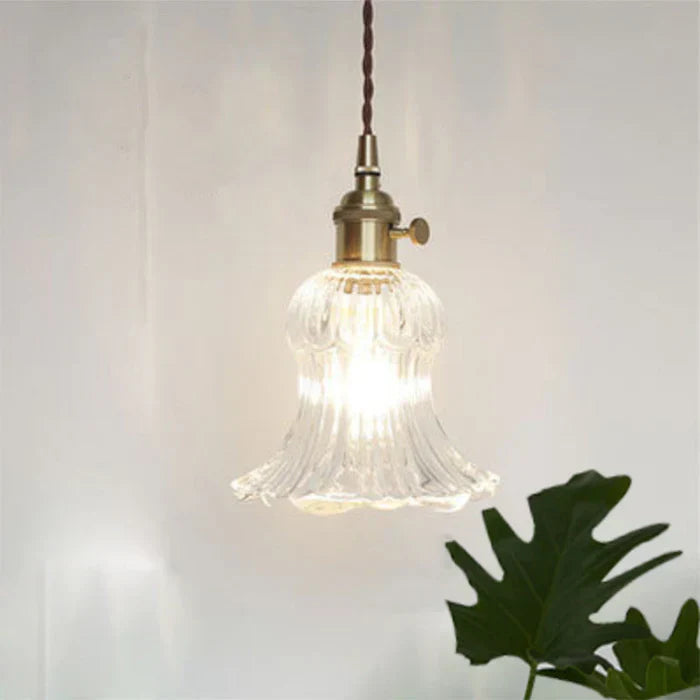 Kitchen island glass pendant lamp, single bulb, industrial style, modern decor & transparent.