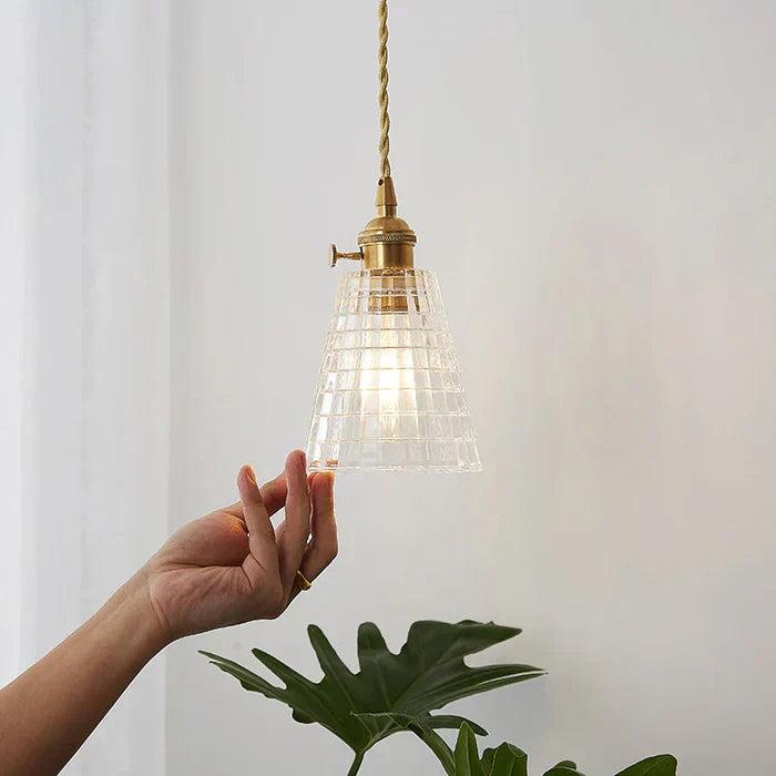 Home lighting glass pendant, elegant transparent design for dining rooms, a stylish ceiling fixture.