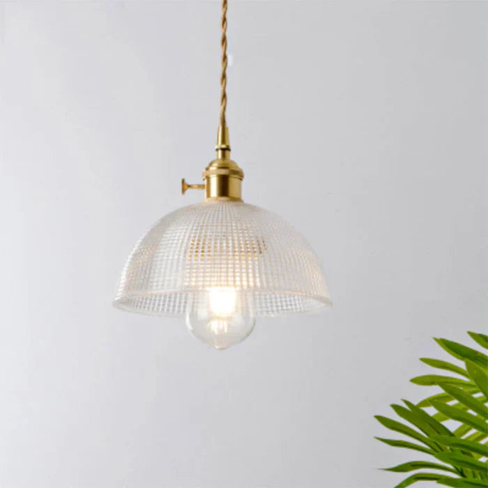 OpulentGlow transparent glass pendant light, single bulb ceiling fixture for home lighting & modern decor.