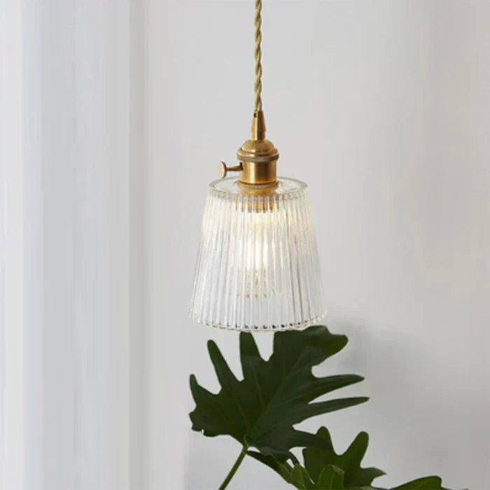 Industrial style glass hanging lamp, ideal dining room lighting & kitchen island fixture with elegant design.