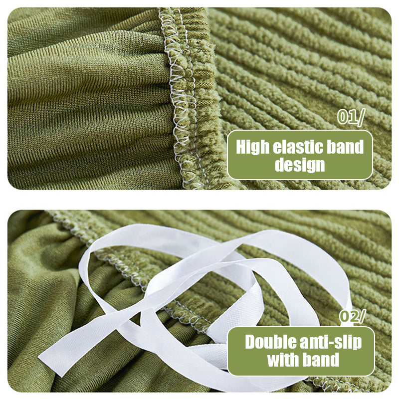 Elegant jacquard sofa cover with velvet texture, anti-scratch, stretchable and pet-friendly, ideal for stylish protection.