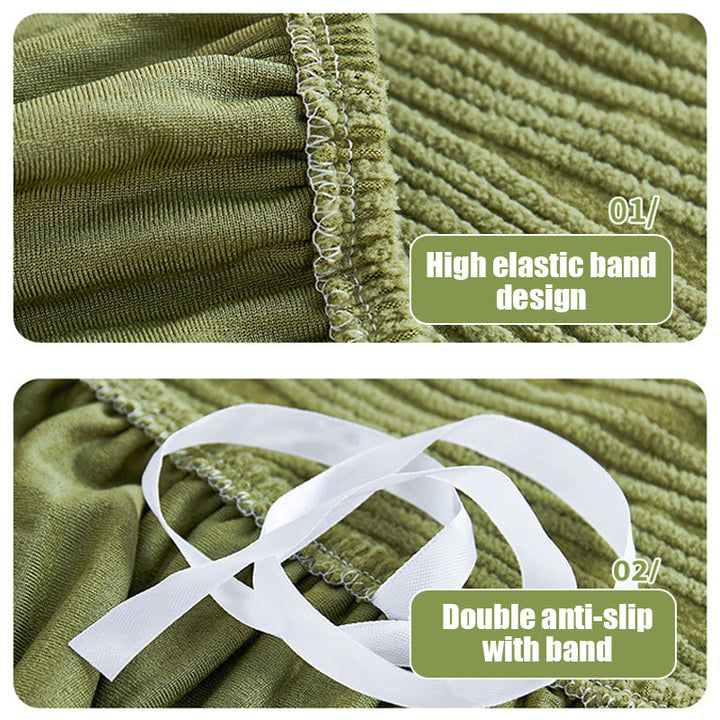Elegant jacquard sofa cover with velvet texture, anti-scratch, stretchable and pet-friendly, ideal for stylish protection.