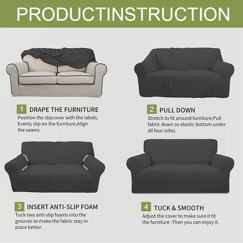 Elegant jacquard sofa cover with velvet texture, anti-scratch, stretchable and pet-friendly, ideal for stylish protection.