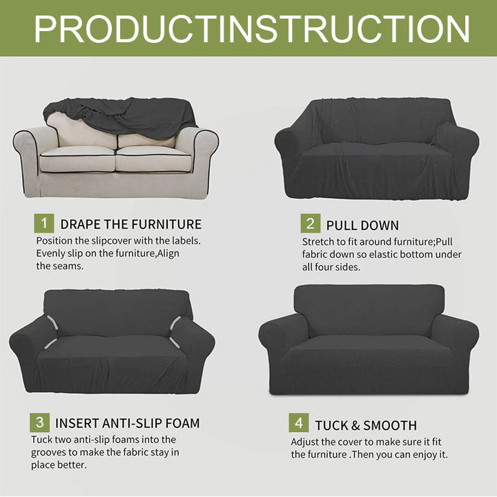 Elegant jacquard sofa cover with velvet texture, anti-scratch, stretchable and pet-friendly, ideal for stylish protection.