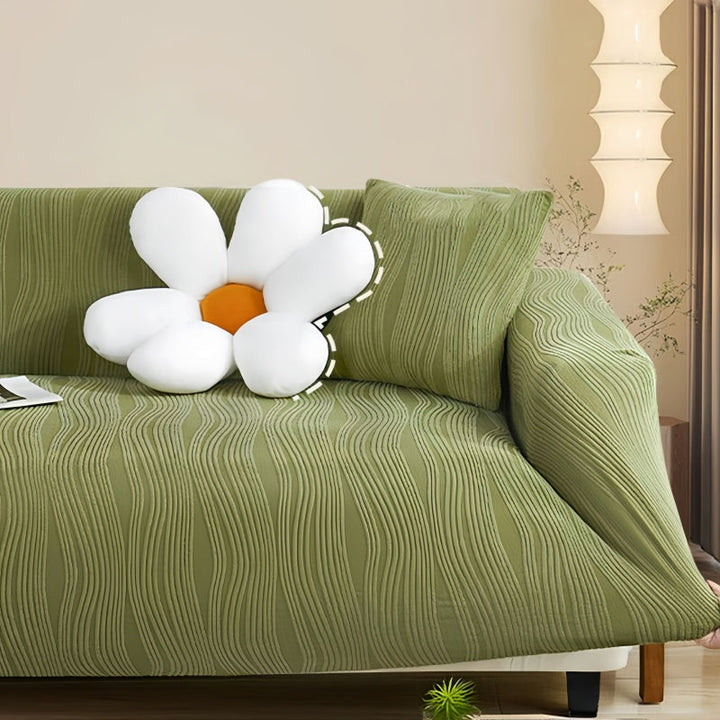 Elegant jacquard sofa cover with velvet texture, anti-scratch, stretchable and pet-friendly, ideal for stylish protection.