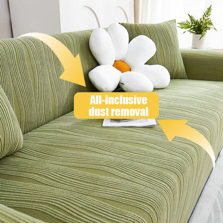 Elegant jacquard sofa cover with velvet texture, anti-scratch, stretchable and pet-friendly, ideal for stylish protection.