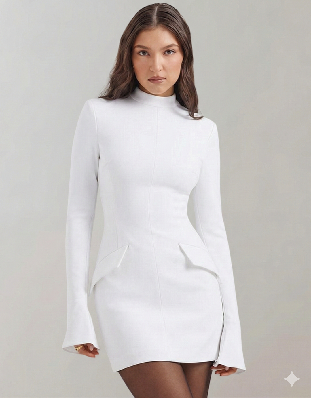Chic black long sleeve cocktail dress. Women's elegant party dress for evening events & formal occasions.
