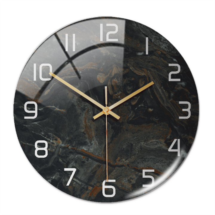Luxury marble-pattern wall clock, a functional yet artistic modern home decor accent.