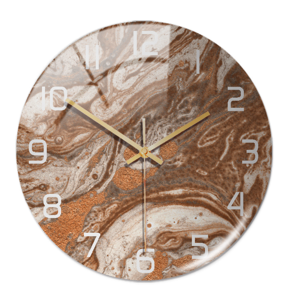 Sleek marble-style wall clock, a silent and decorative timepiece for modern homes.