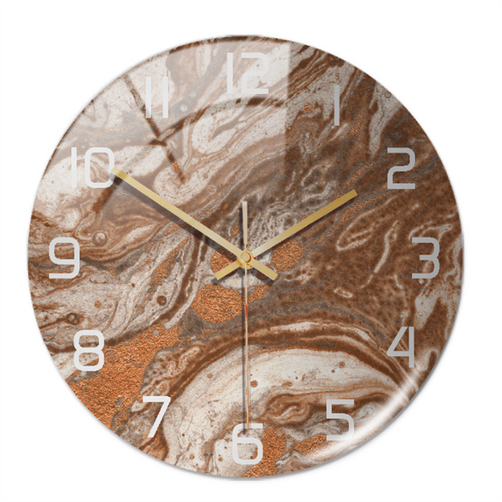 Sleek marble-style wall clock, a silent and decorative timepiece for modern homes.