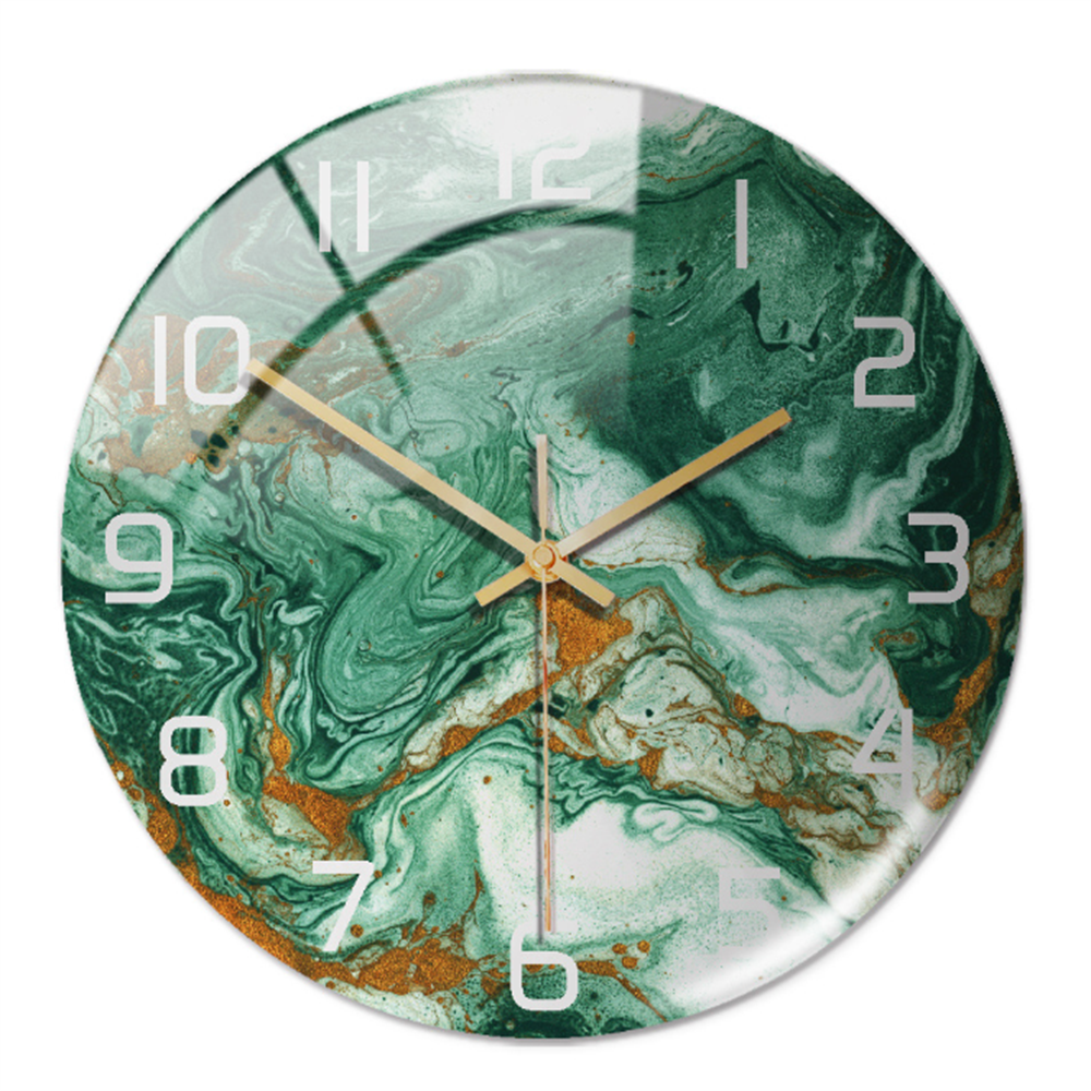 Stylish wall clock with a sophisticated marble pattern, suited for modern interiors.