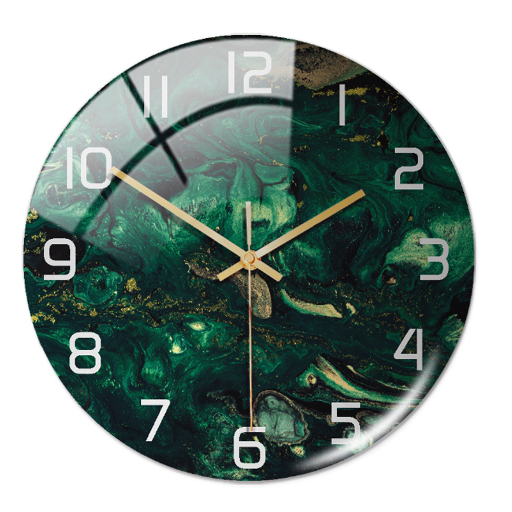 Modern decorative wall clock with luxurious marble-style finish, a silent timepiece.