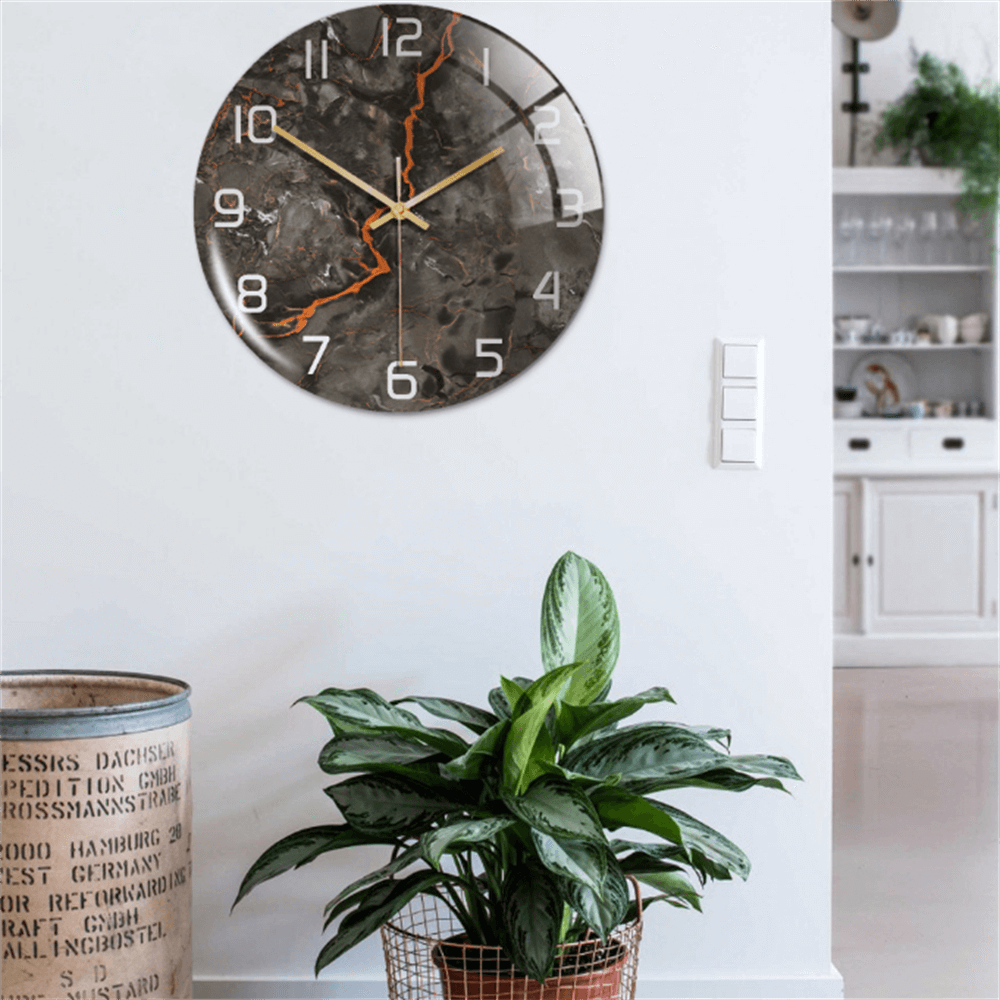 Silent modern wall clock with a refined marble design, a beautiful home decor accent.