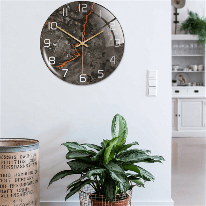 Silent modern wall clock with a refined marble design, a beautiful home decor accent.