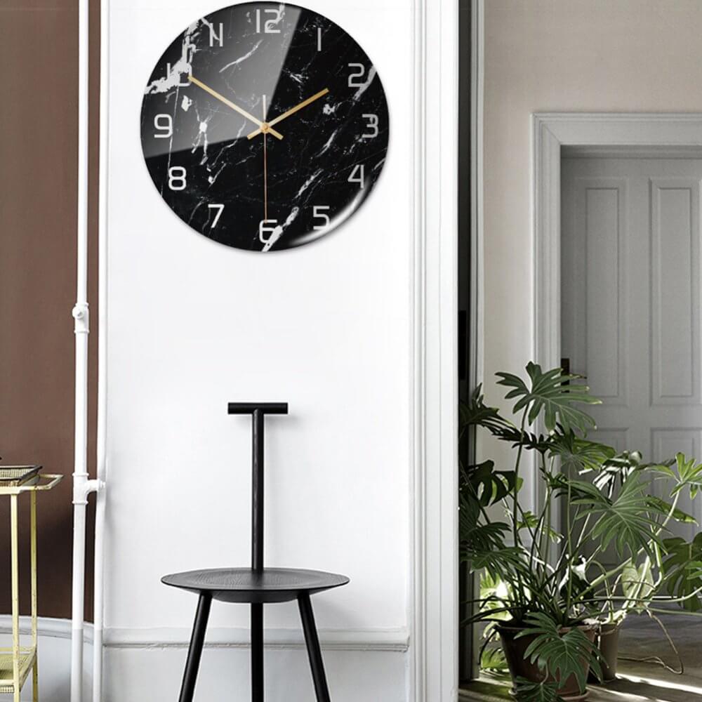 Sophisticated wall clock with marble styling, perfect for modern home decor in any room.