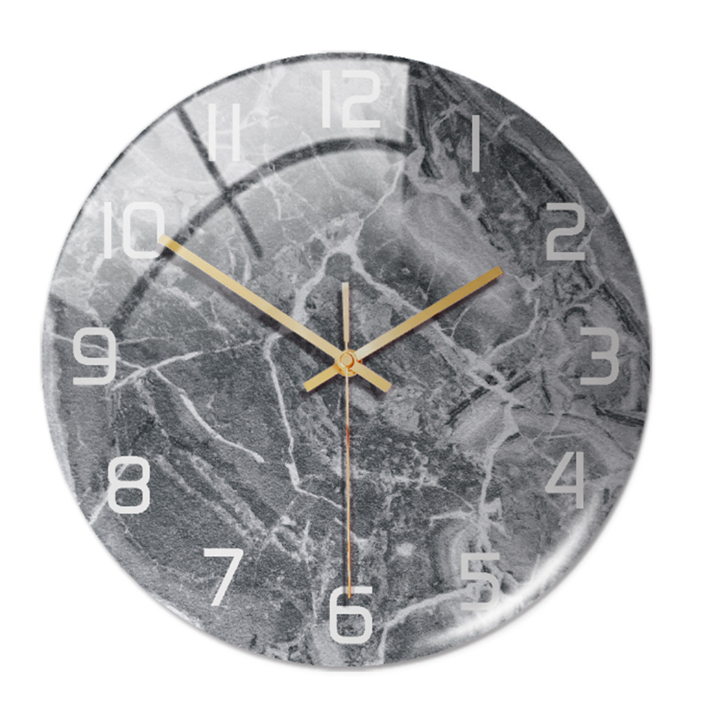 Chic marble-effect wall clock, ideal for contemporary living rooms and office decor.