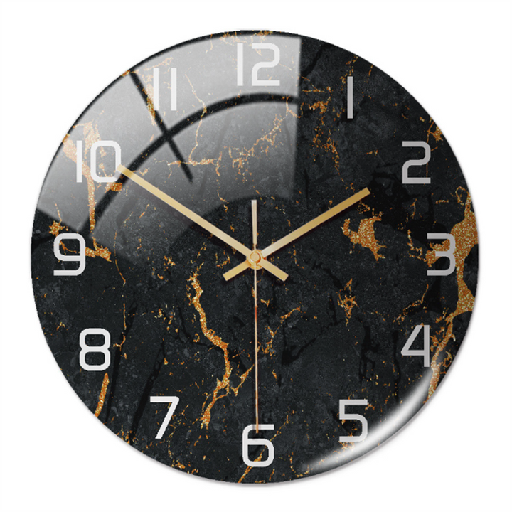 Sophisticated marble-style clock, a sleek modern timepiece for any elegant bedroom.