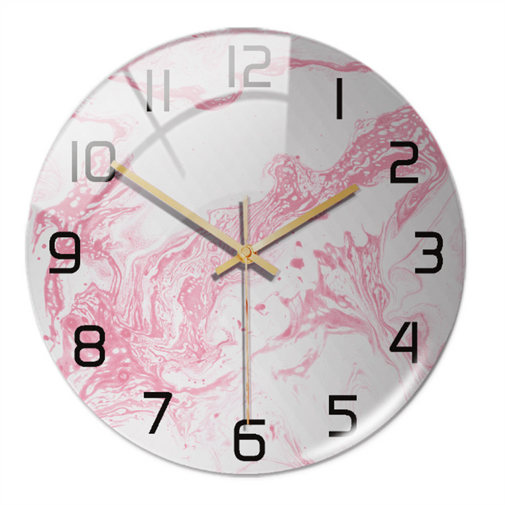 Decorative wall clock featuring a stunning marble design, enhancing modern home decor.