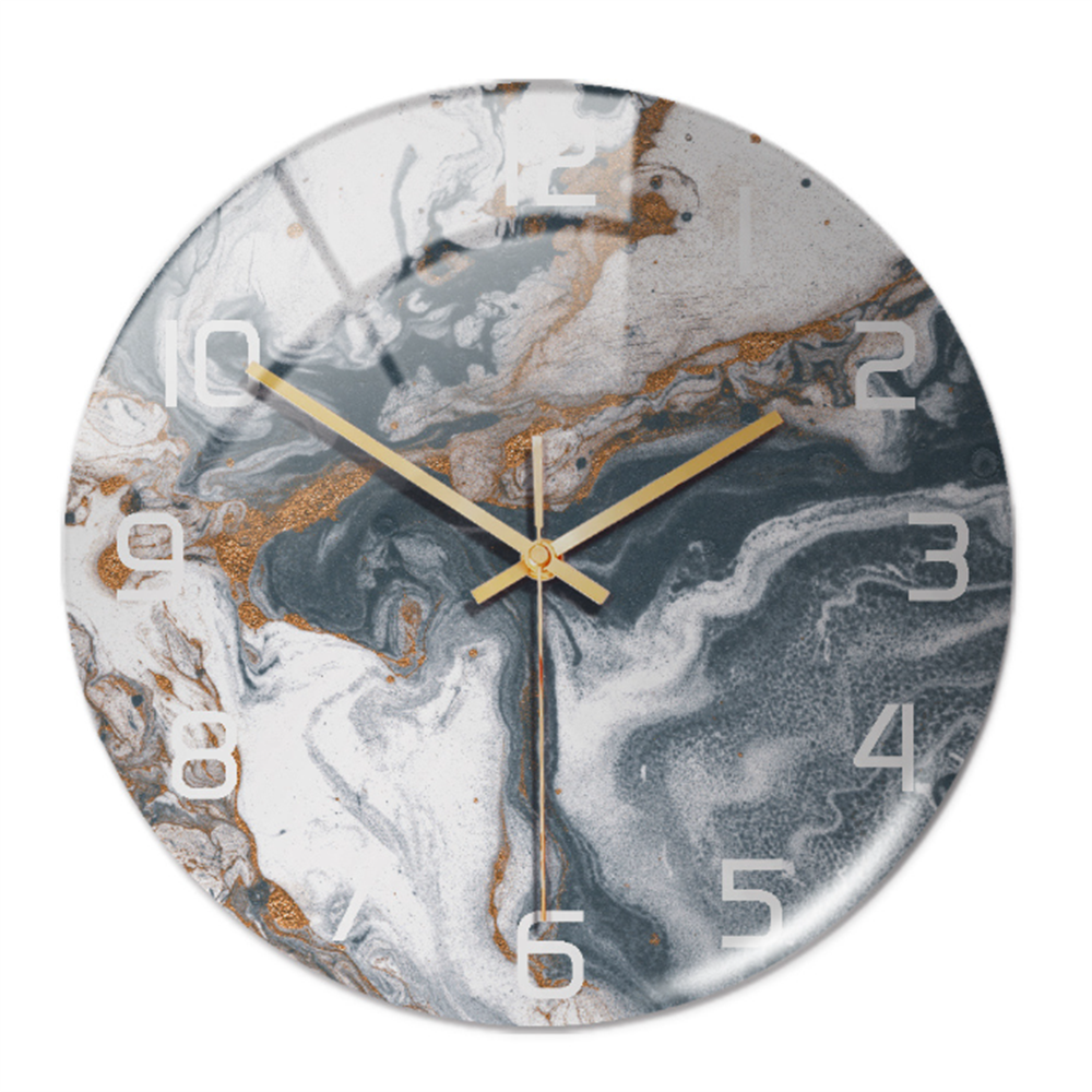 Silent marble-style wall clock, a stylish addition to modern office and home decor.