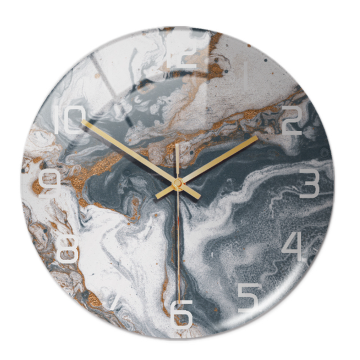 Silent marble-style wall clock, a stylish addition to modern office and home decor.