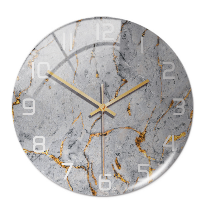 Contemporary marble-look wall clock, an elegant statement piece for modern decor.