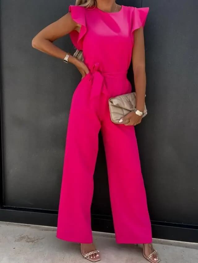 Chic one-shoulder women's jumpsuit, an elegant and comfortable option for evening wear and special occasions.