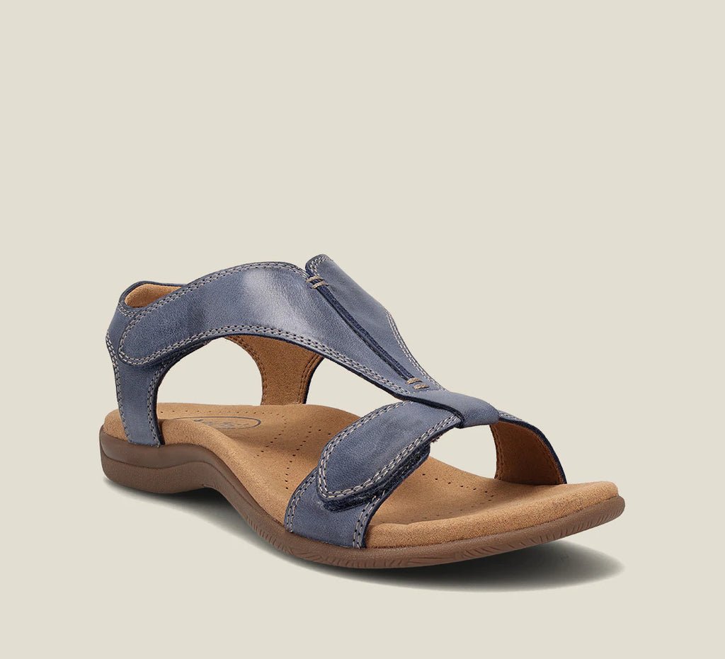 Adjustable strap & cushioned sole on elegant women's orthopedic sandals for superior comfort.