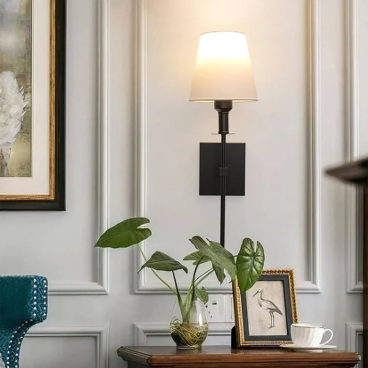 Elegant Rechargeable Wireless Wall Lamp 2 Pack with Remote, Metal and Cloth Finish, Suitable for Indoor and Outdoor Use