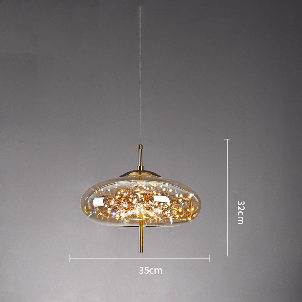 Elegant Scandinavian LED pendant light with sleek glass design; perfect for modern spaces, enhancing ambiance with soft glow.