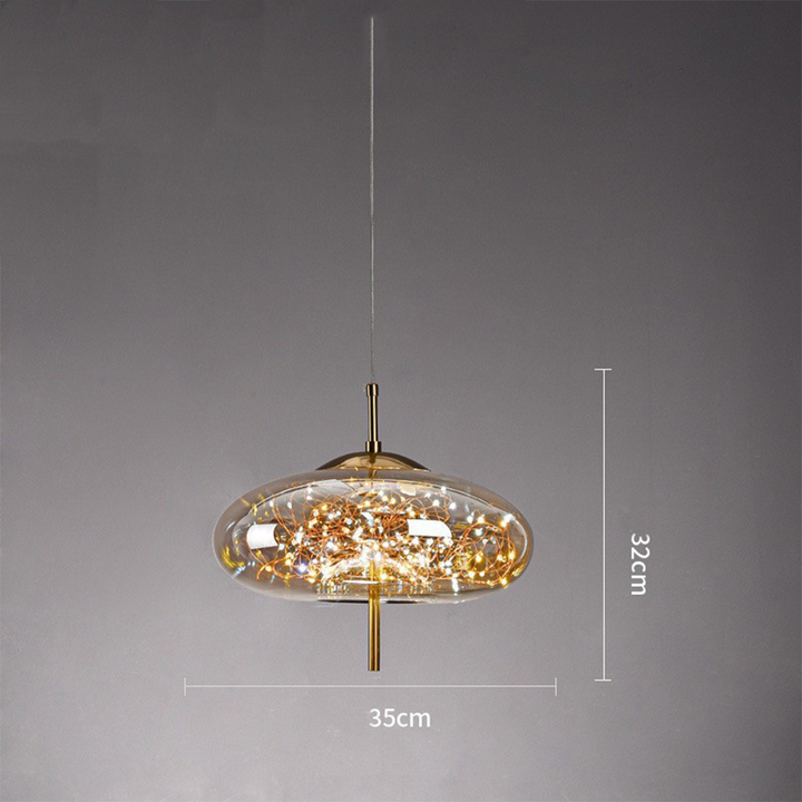 Elegant Scandinavian LED pendant light with sleek glass design; perfect for modern spaces, enhancing ambiance with soft glow.