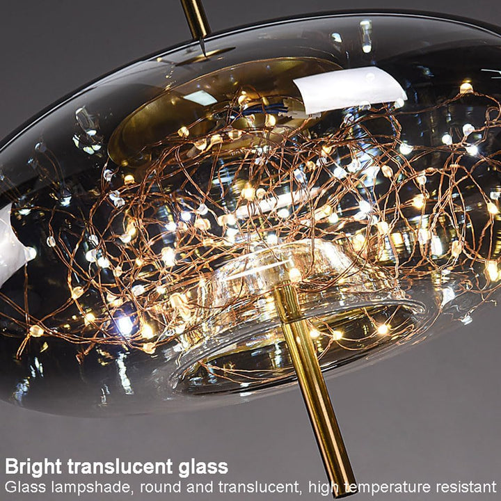 Elegant Scandinavian LED pendant light with sleek glass design; perfect for modern spaces, enhancing ambiance with soft glow.