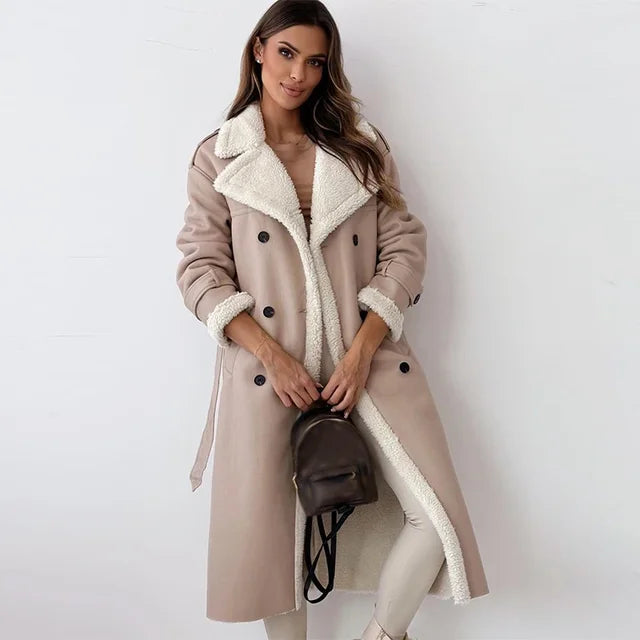 Warm & elegant Seraphina long winter coat for women. Versatile ladies fashion for cold weather.