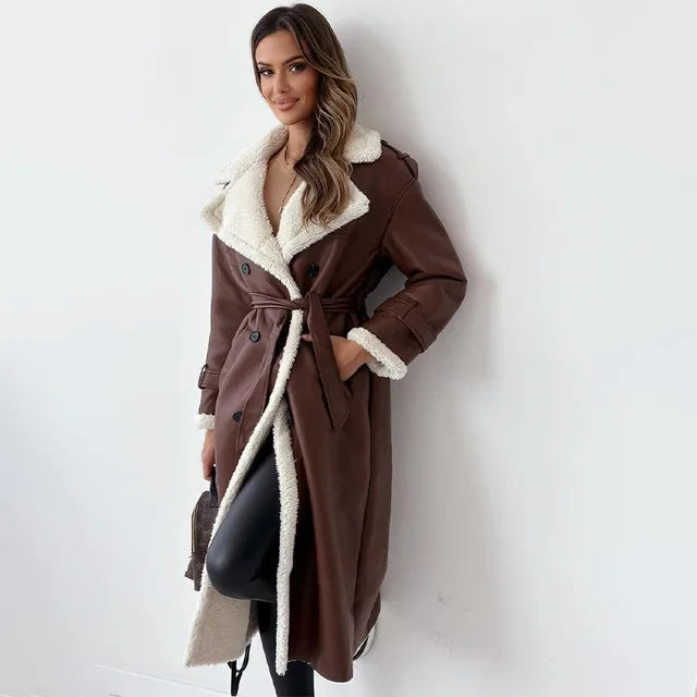 Chic women's long winter coat, Seraphina model, offering elegant style and warmth for ladies.