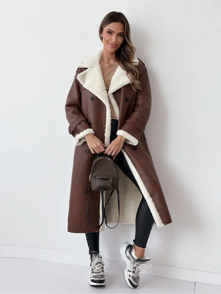 Versatile Seraphina women's long winter coat. Elegant & warm outerwear for autumn and winter fashion.