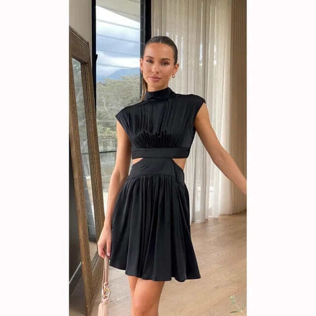 Breathable fabric short dress for women, an elegant choice for hot summer days & versatile fashion.