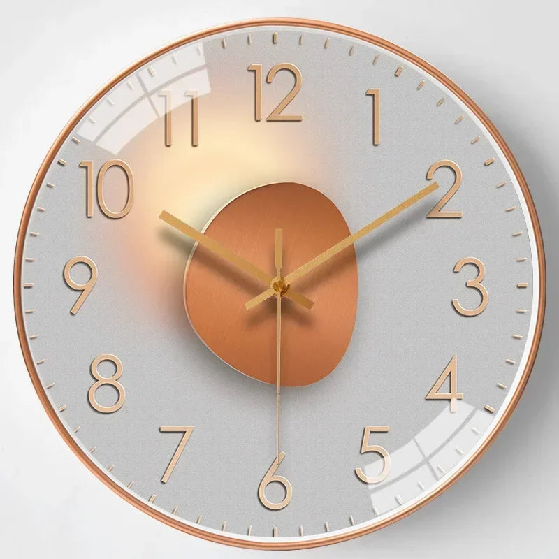 Versatile elegant silent wall clock, classic design suits any modern living room or bedroom.