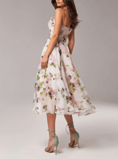 Pink V-neck elegant summer dress, women's sleeveless midi, perfect for beach parties and casual outings.