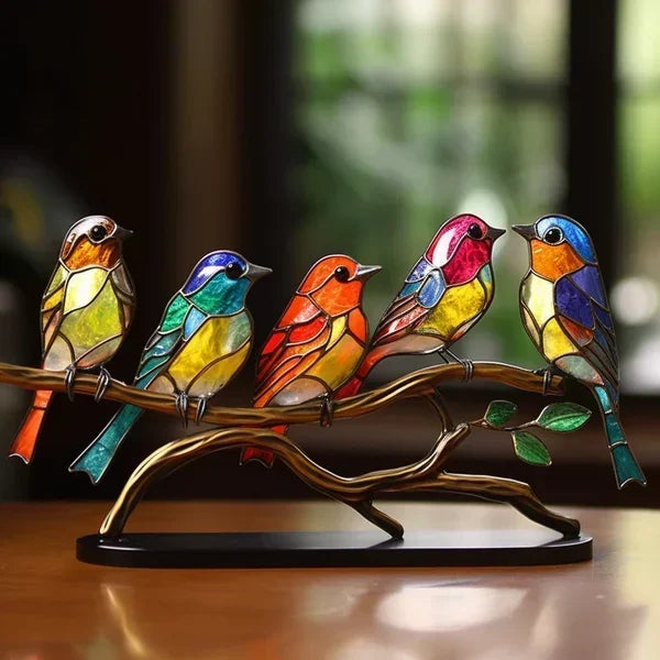 Artistic gold bird sculpture, a unique decorative accent for table or mantel. Luxe home decor gift.