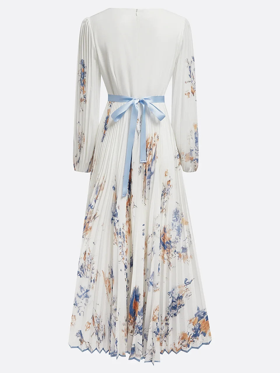 Beautiful women's white V-neck maxi dress with delicate puff sleeves, exuding timeless style and comfort. Perfect for events.