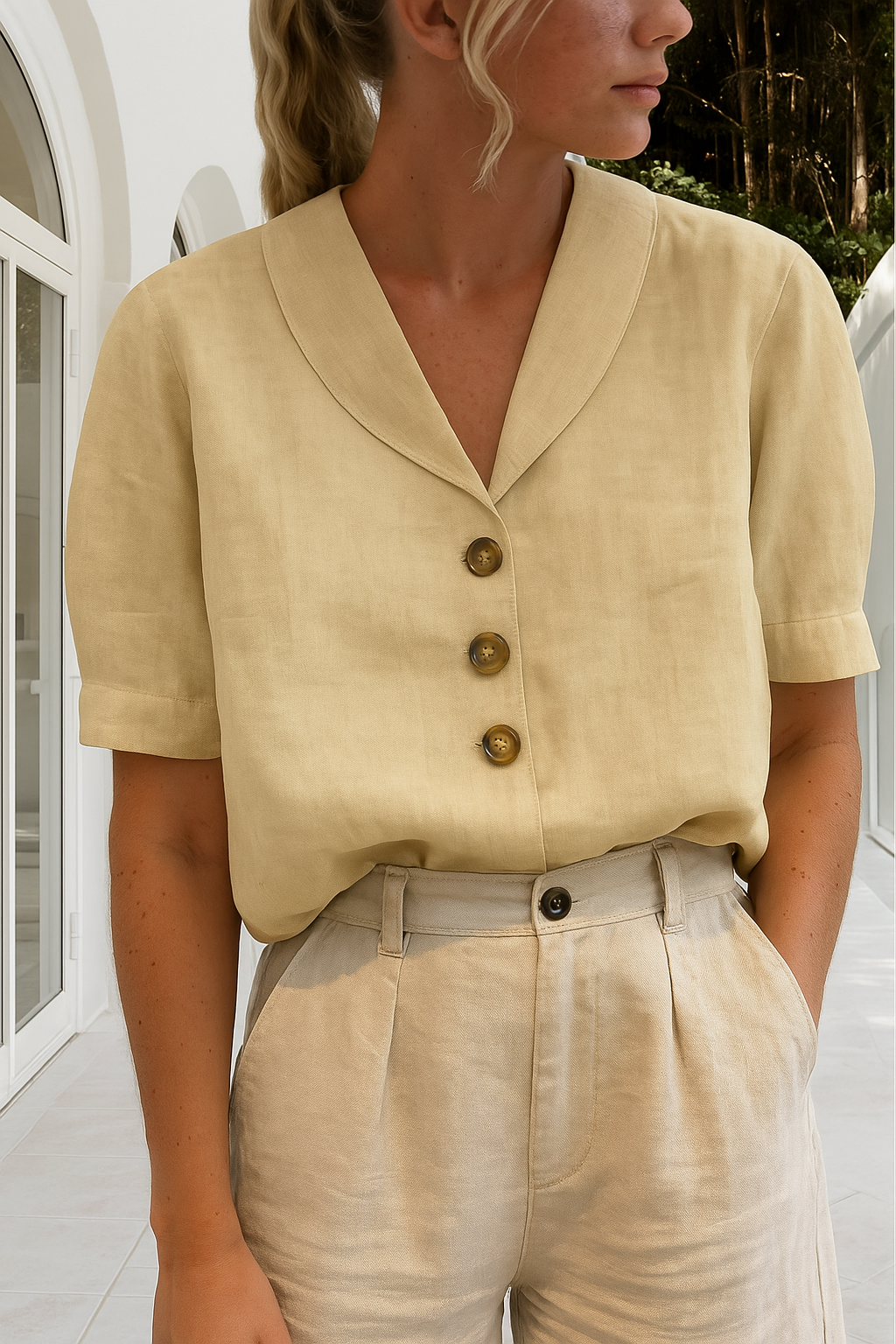 Sophisticated black women's blouse with long sleeves, offering classic style for work or everyday elegance.