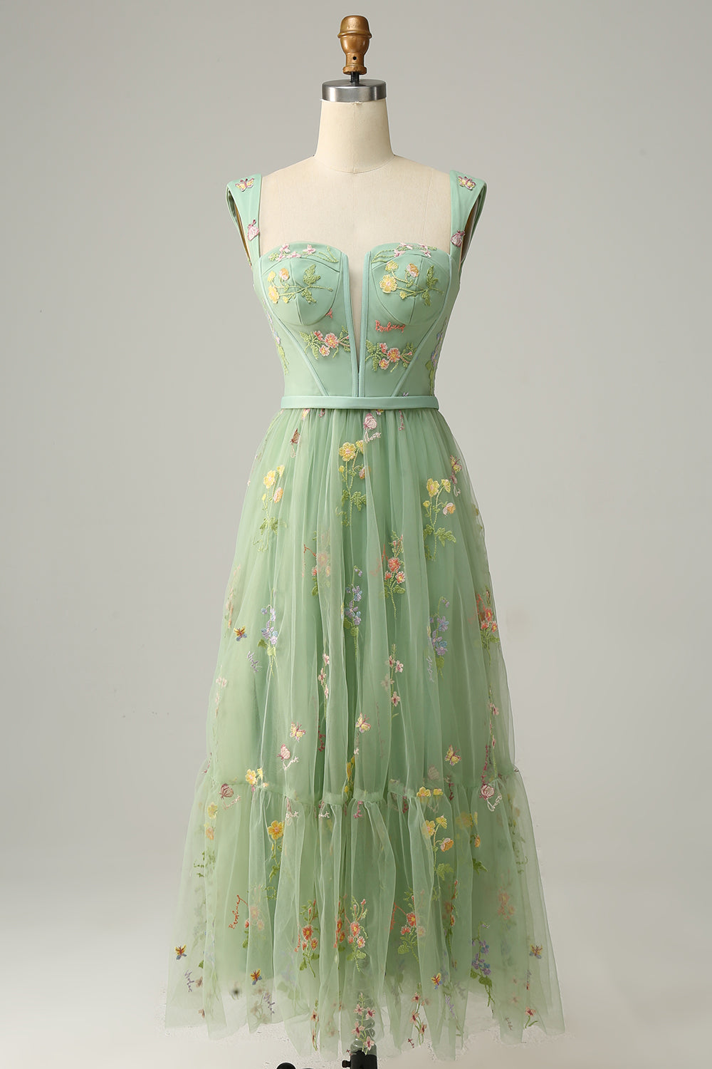 Elegant Women's A-Line Ball Gown with refined embroidery, perfect for formal events & galas.