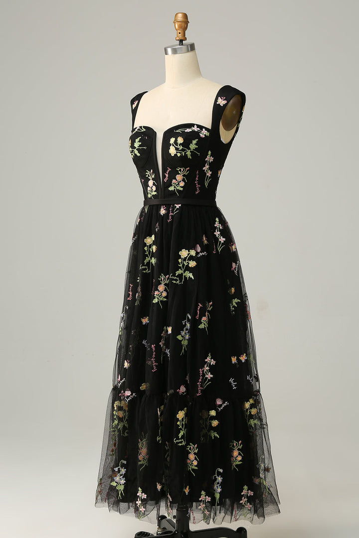 Captivating women's A-Line formal gown, adorned with exquisite embroidery for a dazzling look.