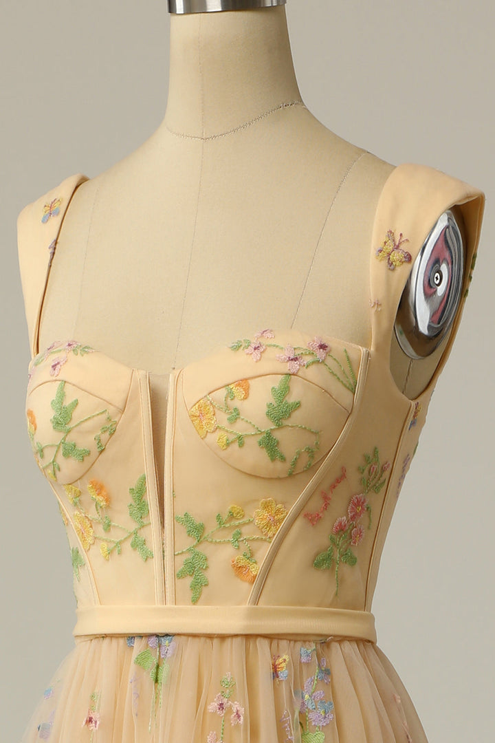 Women's elegant embroidered A-Line gown, a stunning piece of formal wear for special celebrations.