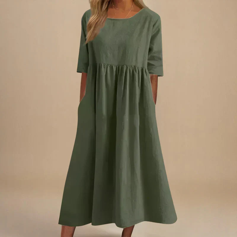 Chic women's A-line dress, perfect for spring fashion & summer style. Comfortable, flattering & elegant for any day.