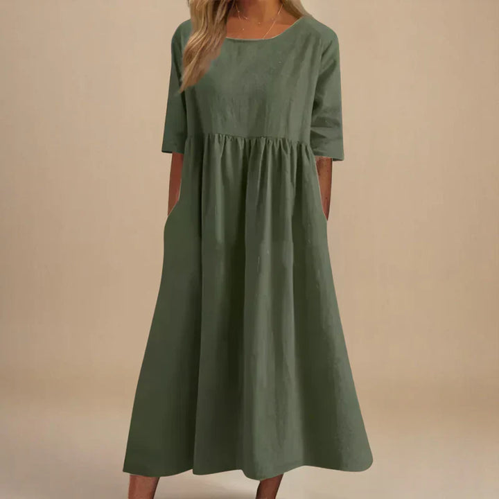 Chic women's A-line dress, perfect for spring fashion & summer style. Comfortable, flattering & elegant for any day.