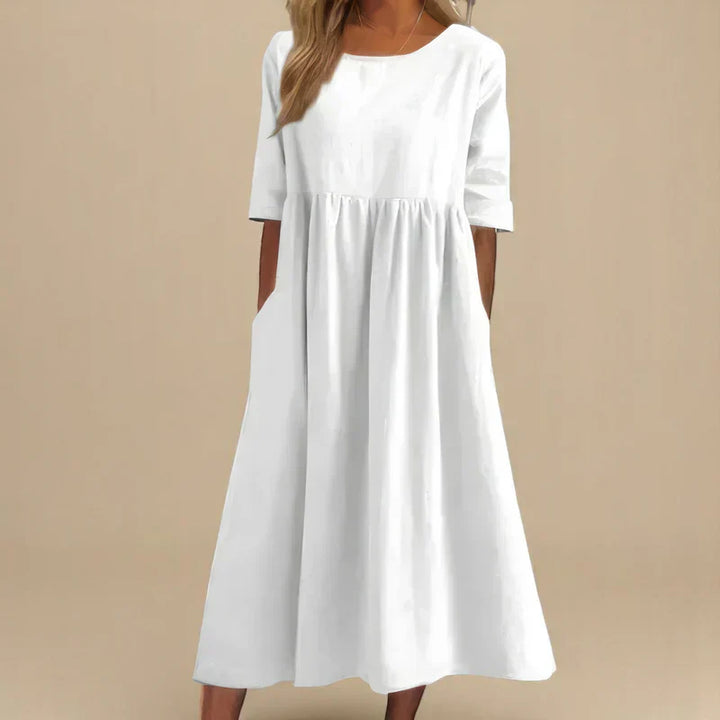 Stylish A-line dress for women, offering a flattering fit & effortless elegance. Perfect for casual or elegant events.